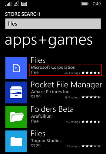 Tiedostot Windows Phone 8.1