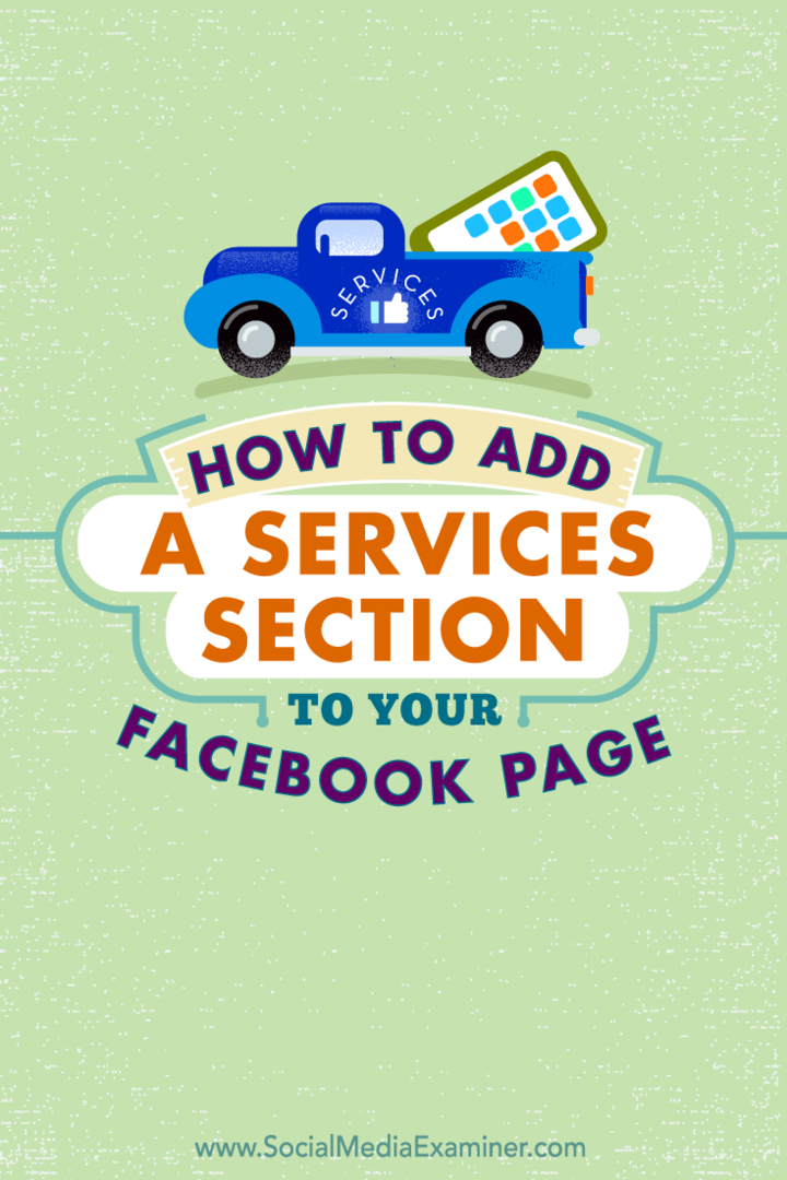 Palveluosion lisääminen Facebook-sivullesi: Sosiaalisen median tutkija