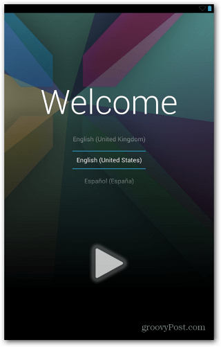 Nexus 7 -tervetulonäyttö