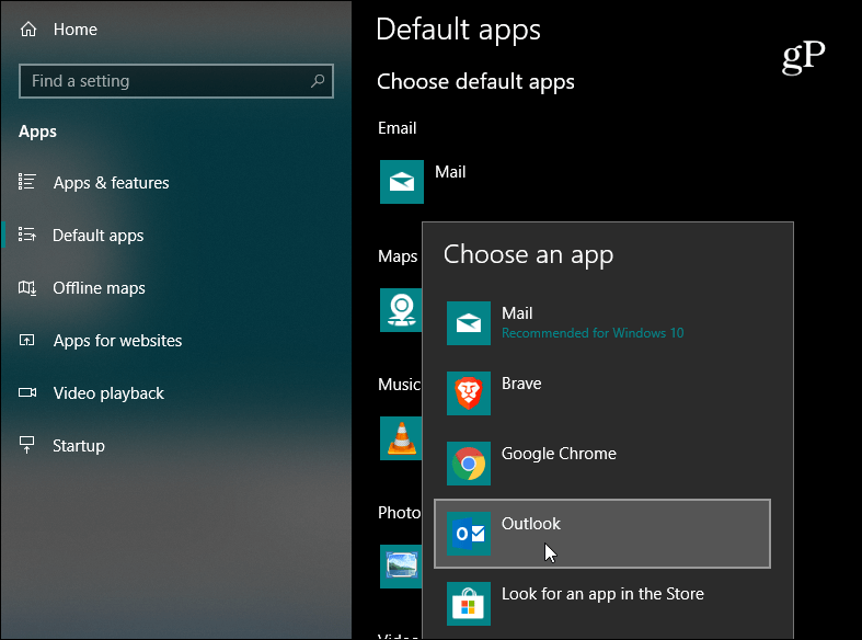 Aseta oletussähköposti Windows 10