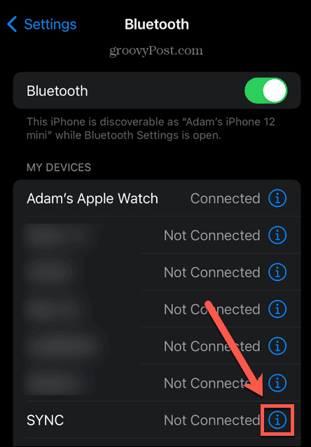 iPhone bluetooth tiedot