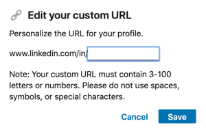 Muokkaa LinkedIn-URL-osoitettasi, vaihe 2.