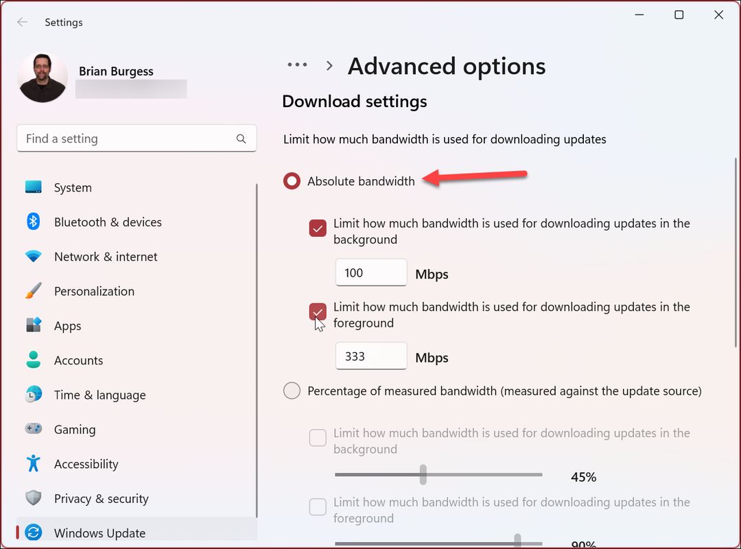 Rajoita kaistanleveyttä Windows 11:lle