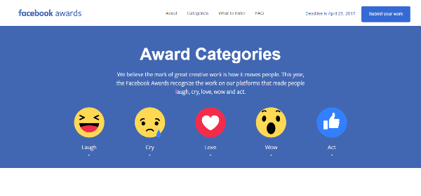 Facebook hyväksyy nyt ehdotuksia vuoden 2017 Facebook Awards -palkinnoille, joissa palkitaan parhaat kampanjat Facebookissa ja Instagramissa.