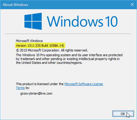 Windows 10 -päivitysversio