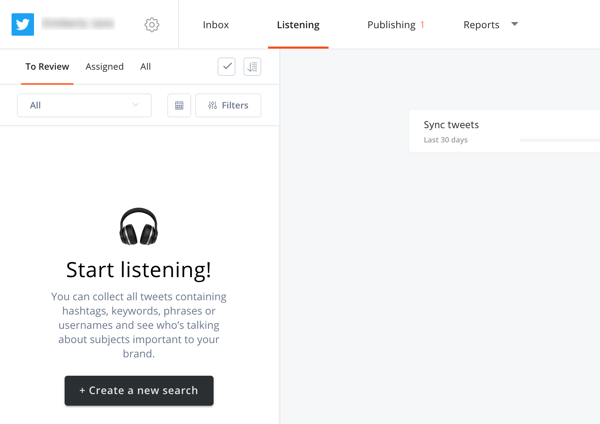 Kuinka käyttää Agorapulsea sosiaalisen median kuunteluun, Luo uusi haku kuuntelu-välilehdessä.