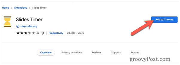 Slides Timer Chrome -laajennuksen asentaminen