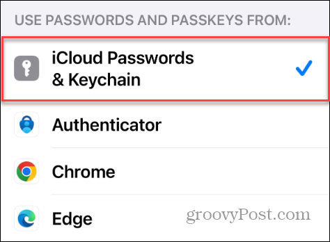 icloud-salasanat ja avainnipun iphone-asetukset