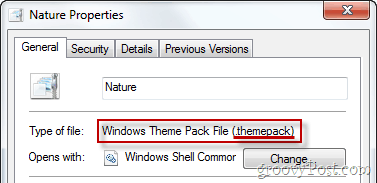 Windowsin teemapaketin tiedoston ominaisuudet