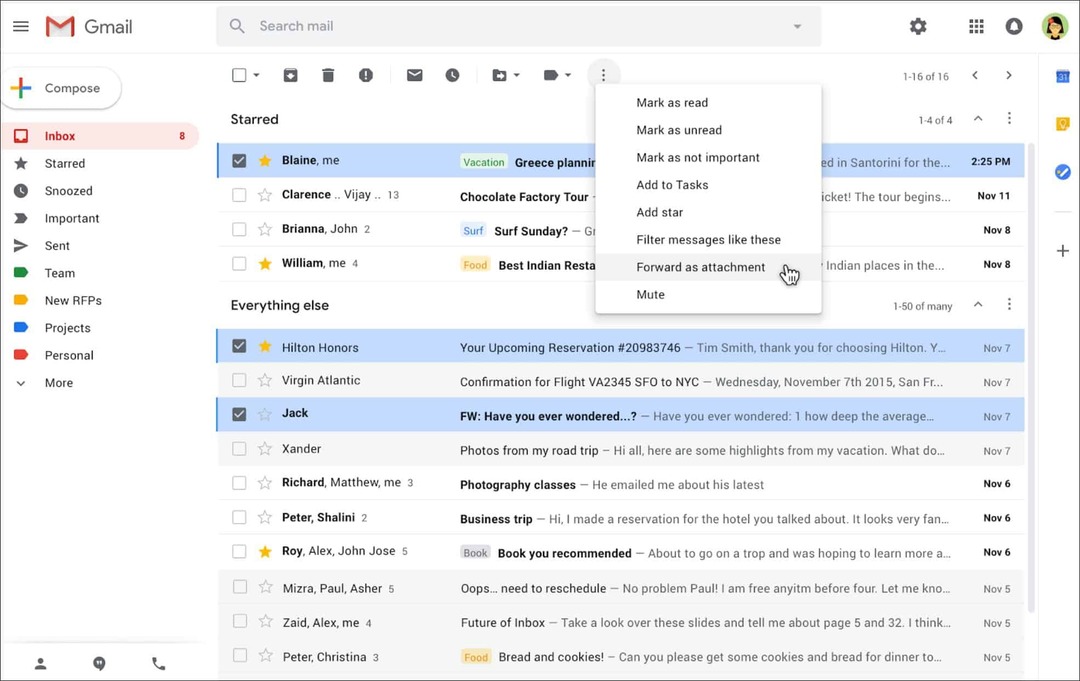 Google sallii sähköpostien lähettämisen liitteinä Gmailissa