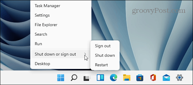 Sammuta Windows 11 Käynnistä-painike
