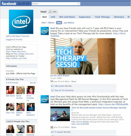 Intelin Facebook-sivu