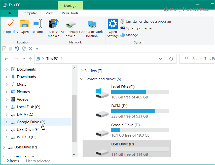 Google Drive lisätty File Exploreriin