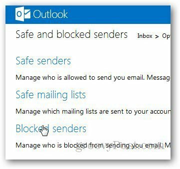 Outlook-estetty luettelo 3