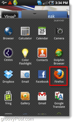 Firefox sovelluslaatikosta