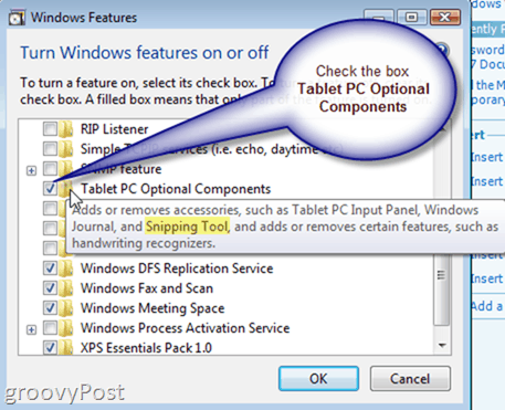 Ota Windows Vista Snipping Tool käyttöön tai asenna se
