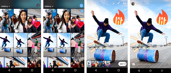 Android-käyttäjillä on nyt mahdollisuus ladata useita valokuvia ja videoita Instagram-tarinoihinsa kerralla.
