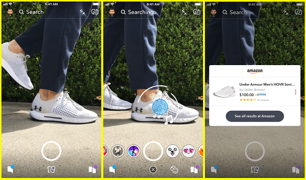 Snapchat testaa uutta tapaa etsiä tuotteita Amazonista suoraan Snapchat-kamerasta.