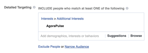 Voit kohdistaa Facebook-mainoksesi ihmisille, jotka ovat kiinnostuneita tietystä yrityksestä.