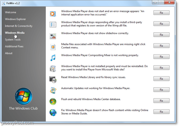FixWin Windows Meda korjaa kuvakaappauksen