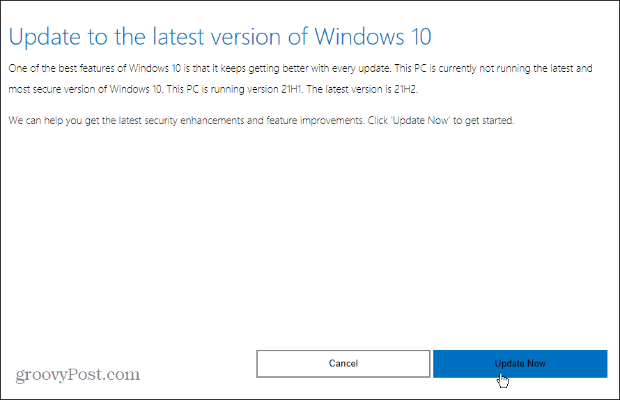 päivitä uusimpaan Windows 10 -versioon