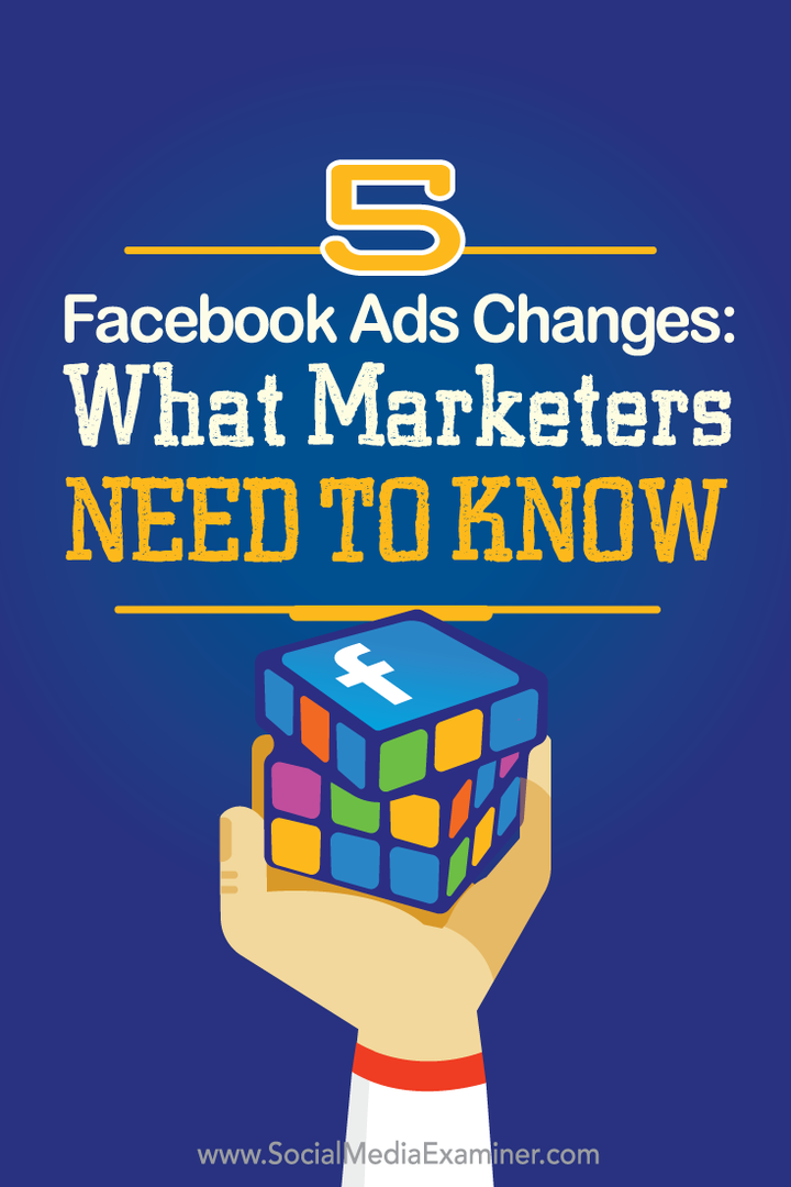 mitä markkinoijien on tiedettävä viidestä Facebook-mainoksen muutoksesta