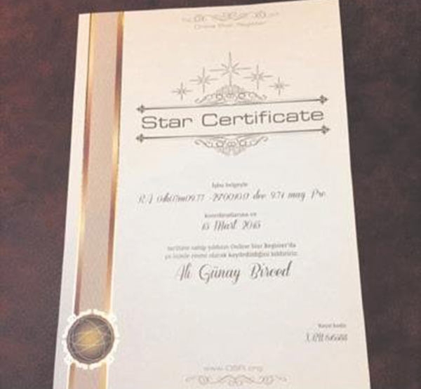 Tähdellä merkitty sertifikaatti