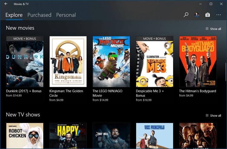 Elokuvat ja TV-sovellus Windows 10