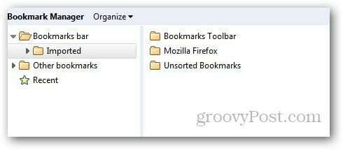 Siirrä kirjanmerkkejä Firefox 10