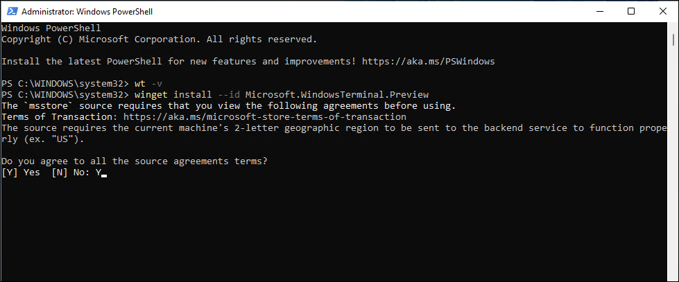 cmd saada uusin versio Windows Terminal
