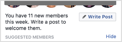 Kirjoita viesti tervehtimään uusia jäseniä Facebook-ryhmääsi.