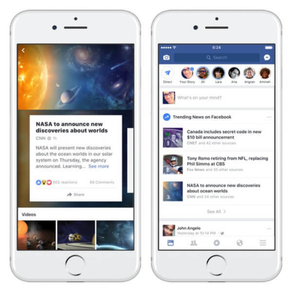 Facebook suunnitteli Trending-tulossivun iPhonessa ja testaa uutta tapaa, jonka avulla käyttäjien on helpompi löytää trendi-aiheiden luettelo uutissyötteestä.