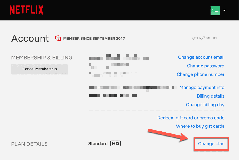 Netflix-tilaussuunnitelman muuttaminen