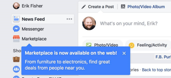 Facebook Marketplace on nyt saatavilla työpöydällä.