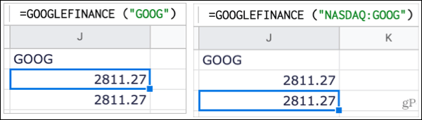 Seuraa osakkeita Google Sheetsissä pörssin kanssa ja ilman sitä