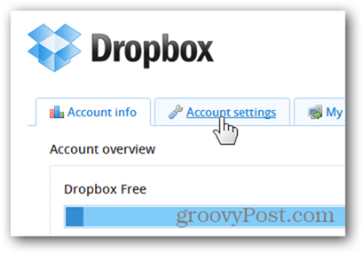 dropbox-tilin asetukset -välilehti