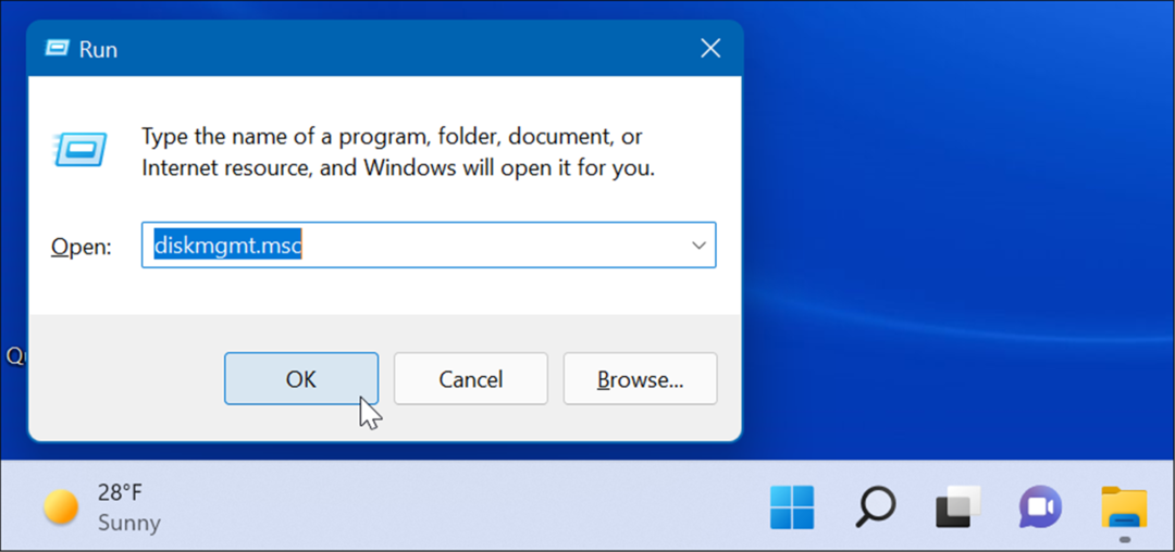 Suorita avoin levyhallinta Windows 11:ssä