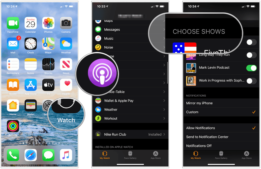 valitse podcasteja Apple Watchista
