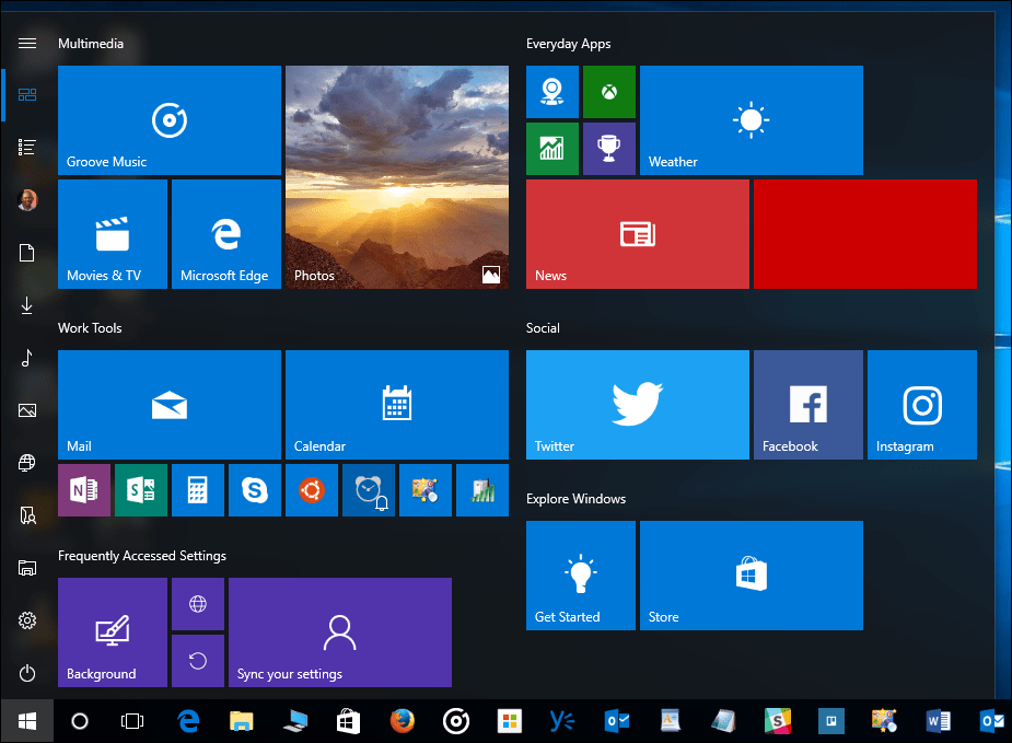 Windows 10 -vinkki: Käynnistä-valikon Kaikki sovellukset-sarakkeen piilottaminen (Windows 10 -sisällöntekijöiden päivitys)