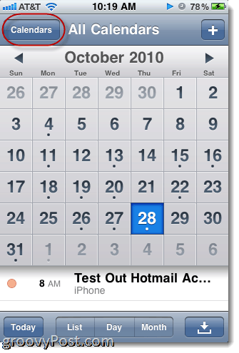 Hotmail iPhone -kalenteri