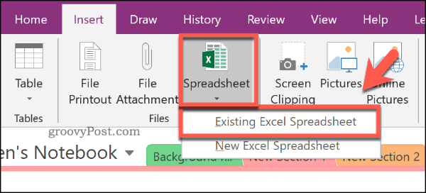 Lisätään olemassa oleva Excel-laskentataulukko OneNote-sovellukseen