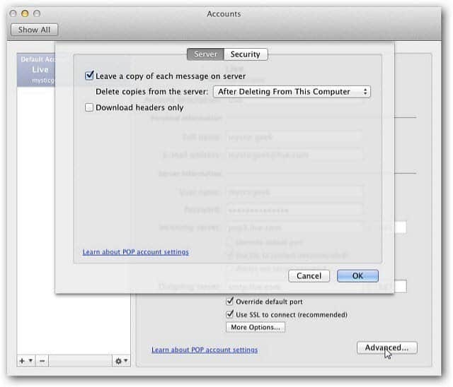 Outlook Mac 2011: Sähköpostitilin poistaminen