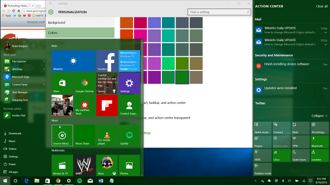 Windows 10 työpöydän vihreä