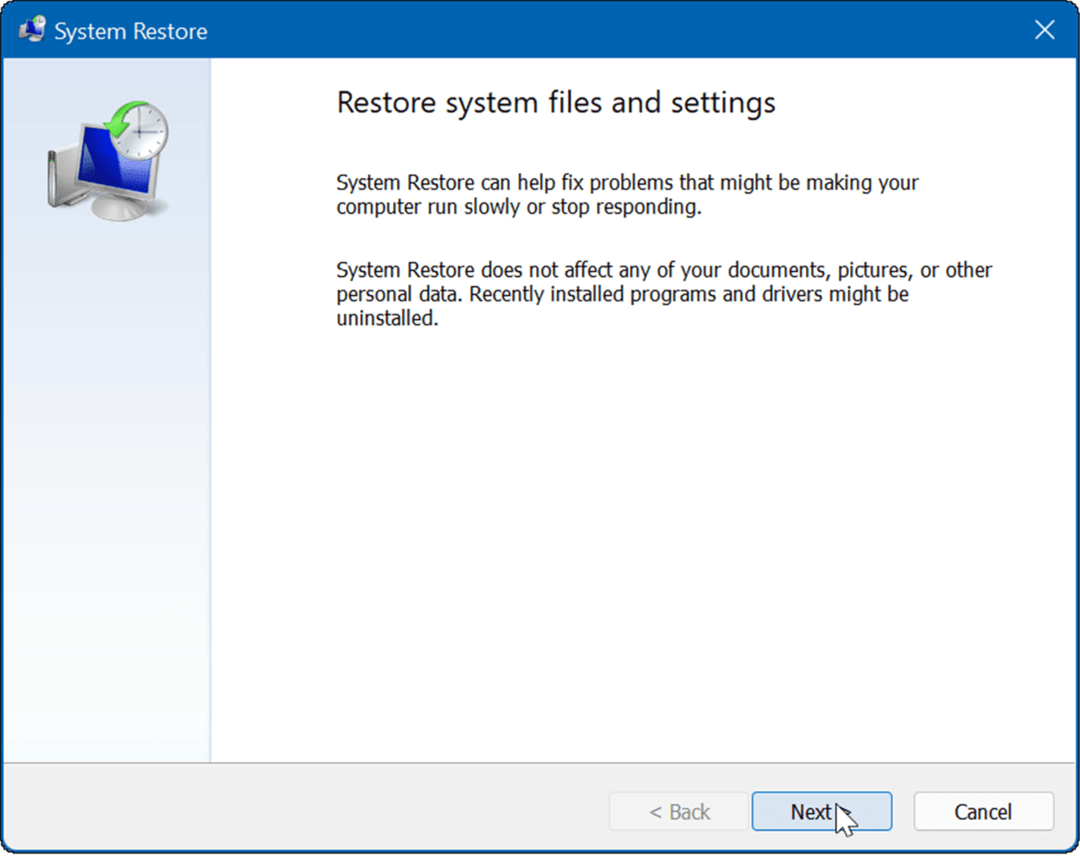Luo palautuspiste Windows 11:ssä