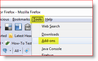 Avaa Firefoxin lisäosa-valikko
