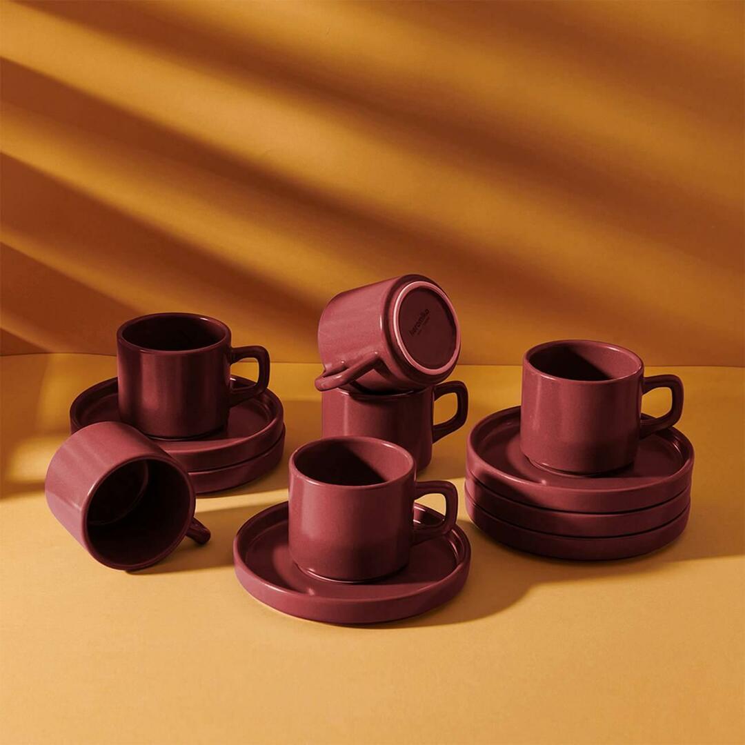 Keramika Pinottava 12-osainen teekuppisetti