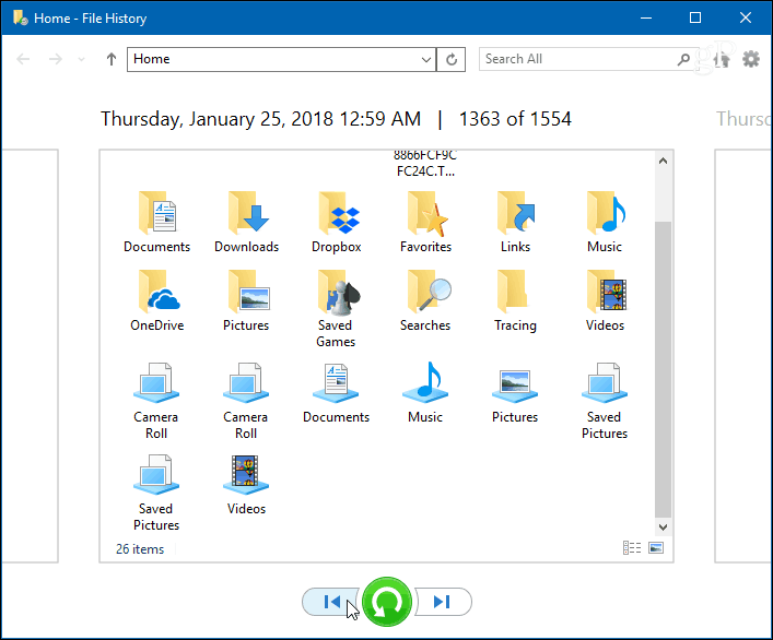 Windows 10-tiedostohistoria
