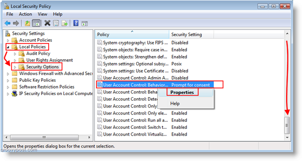 Aseta käyttäjätilin käyttäytyminen käyttäjätilien hallintaan (UAC) Windows Vista