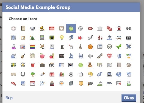 facebook-ryhmän kuvakkeen asetukset