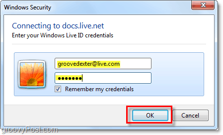 kirjoita Windows Live -tilin käyttäjänimi ja salasana microsoft Office 2010 -käyttöjärjestelmään